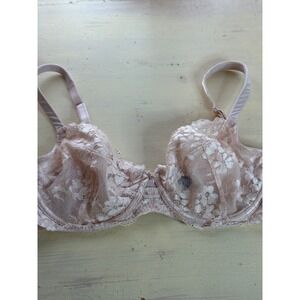 Talbots 34DD Lace Underwire Bra – Blush Pink – Floral‎ Sheer Full Coverage
